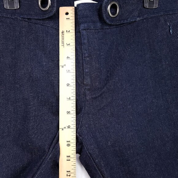 Anthropologie Jeans Women 8 The Essential Crop Flare Blue Denim Dark Zip Pockets - Picture 9 of 13